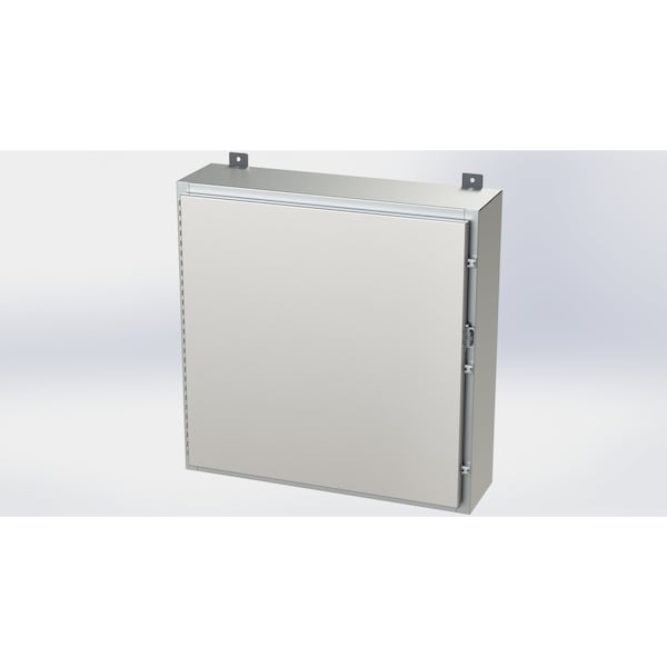Padlockable Hasp Electrical Enclosures, 30 in H, 8 in D, 30 in W, NEMA 4X, 304 Stainless Steel